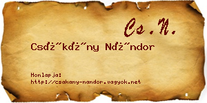 Csákány Nándor névjegykártya